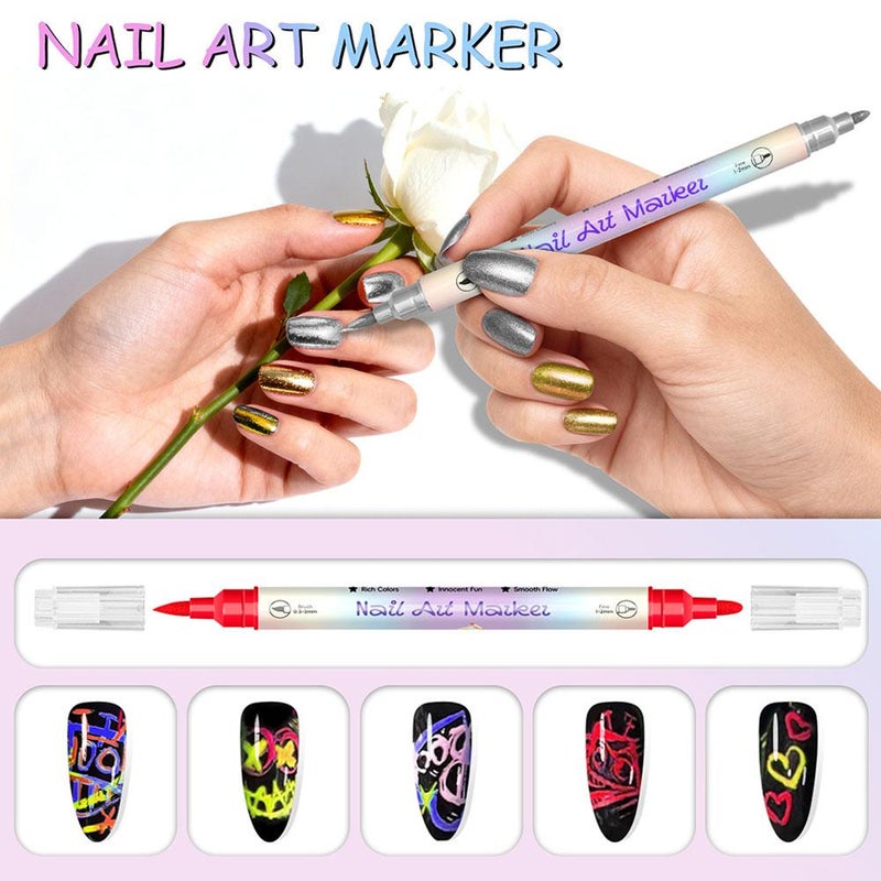 2026 New Nail Art Pens Set 12 Colors, Quick Dry Nail Art Markers for DIY Drawing, Christmas New Year Salon Home Decoration, Nails Polish Pens for Adult Kids Beginners - Image 4